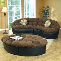 Canapé d'angle incurvé en cuir et tissu, design moderne personnalisé, pour salon, ensemble de canapés relaxants pour appartement A1001