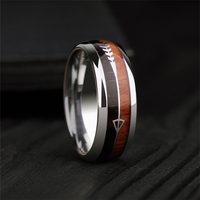 Bagues de mariage pour hommes et femmes, alliance en titane avec incrustation de bois de Koa naturel en forme de flèche, bijoux de mode