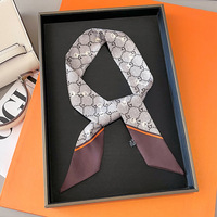 Foulard d'hiver multifonctionnel 5*85cm, motif géométrique tie-dye fin et étroit, pour femme, à porter comme bandeau, poignée de sac ou foulard assorti à une chemise