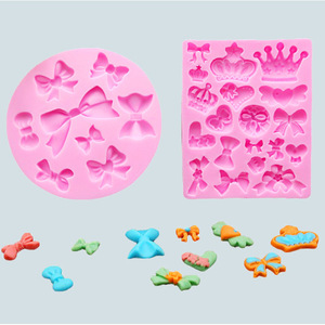 Fondant Cake Molds Bow And Sunflower Silicone Mold For Cake Decorating Birthday Baking Tools Round Shape Pink Green Gray White - Product Image 2