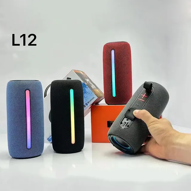 Portable Outdoor Bluetooth Speaker IPX7 Waterproof RGB LED Light TWS Stereo Fabric Wireless Speaker Deep Bass Soundbox