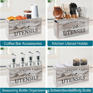 Porte-<span class=keywords><strong>Couverts</strong></span> en Bois Massif au <span class=keywords><strong>Design</strong></span> Moderne, Contenant Alimentaire Portable, Boîte de Rangement de Cuisine avec Aluminium & PET, Forme Rectangulaire, en Stock - Product Image 6