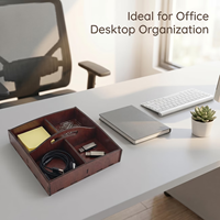 Nampan Kayu Persegi Panjang Multi-Grid 4-Slot Penyimpanan Perhiasan Kantor & Rumah Desain Vintage Rustic