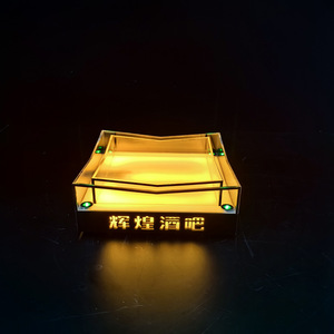 Type Light Acrylic Square Wine <b>Display</b> <b>Rack</b> With Led Lighting Yellow Base Green Laser For Nightclub Ktv Decoration - Product Image 3