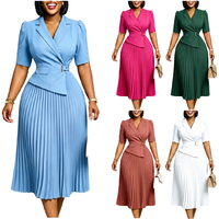 Robes maxi d'été pour femmes, design tendance, élégantes, décontractées, col en V, manches courtes, plissées, pour le bureau