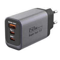 Cargador Rápido de Alta Velocidad de 150 W, Mini USB PD Tipo C, Carga Súper Rápida, Múltiples Puertos, Adaptadores de Carga Rápida Universales para Teléfonos Móviles de Viaje, EU/US/UK