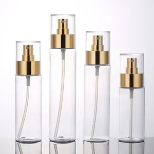 Wholesale alcohol moisturize for perfume cosmetic electroplate silver gold pump cylinder mist clear spray bottle