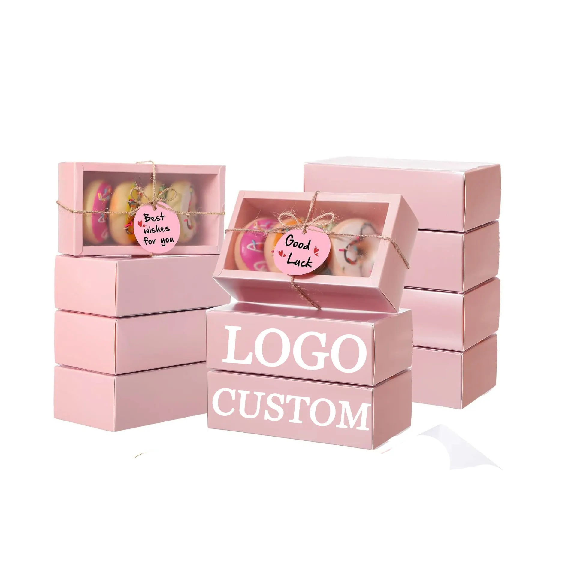 Eco Packing pink perfume lipstick Handmade soap box Transparent frosted display pull-out design Easy to carry carton for pastry