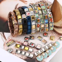Bracelet en acier inoxydable de 9 mm, série de dessins animés mignons, modulaire, en gros, pour femmes et hommes, bracelet à breloques italien, cadeaux