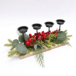 Couronne de Noël verte unique faite à la main, en PVC+PE+bois, pour usage intérieur, nouveau design décoratif, vente chaude - Product Image 1