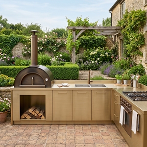 Nuevo Diseño <span class=keywords><strong>de</strong></span> Cocina Modular para Exteriores <span class=keywords><strong>de</strong></span> Acero Inoxidable SS304, Isla <span class=keywords><strong>de</strong></span> Cocina Resistente al Fuego con Parrilla para Exteriores - Product Image 1