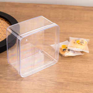Boîte de rangement carrée en plastique transparent avec couvercle, conteneur transparent pour confiserie, emballage de cadeaux, présentoir de bureau - Product Image 2