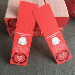 Buena calidad con capucha etiqueta colgante de papel doblado colgar swing etiquetas diseños con el logotipo de la empresa de impresión - Product Image 1