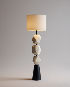 Minimalist Geometric Floor Lamp Cream Shade <b>Iron</b> Base Changeable Light Large Size for Bedroom LED Lighting 4100K Neutral White - Product Image 1