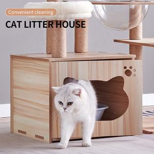 Holz-luxus großer katzenbaum-schloss mit plattform, sisal-kratzhaus und katzenklo aus haustier rabatt möbel katzenbaum - Product Image 5