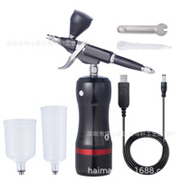 Aérographe portatif rechargeable Haima avec pompe, alimentation par gravité, double action, vitesse réglable pour la peinture artistique et la création de modèles