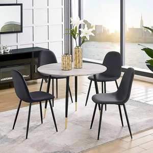 Modern Design Factory Direct Sale <b>Grey</b> Fabric <b>Velvet</b> Dining <b>Chair</b> with Upholstered Seat and Back - Product Image 4