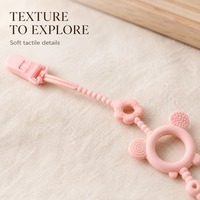 Attache-sucette personnalisée en silicone de qualité alimentaire pour bébé avec anneau de dentition texturé, support pour poussette et chaise haute