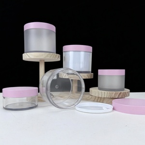 Custom Logo Wide Mouth 200ml Empty Transparent <b>Plastic</b> Food <b>Plastic</b> <b>Jar</b> for Candy Food Grade Pet <b>Plastic</b> <b>Jars</b> and Pink Lid - Product Image 6