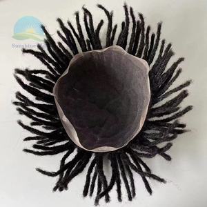 Cheveux humains indiens dreadlock topper pièce mens pas cher remplacement naturel pleine dentelle toupet <span class=keywords><strong>dread</strong></span> locks unité de cheveux pour hommes - Product Image 4