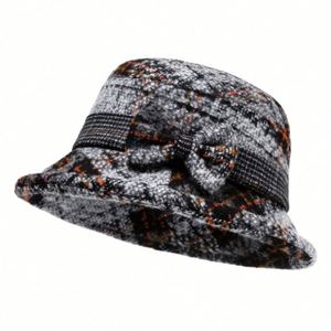 Chapeau Bob Élégant en Tissu Tweed pour Femme avec Nœud – Collection Automne Hiver – Vente en Gros - Product Image 5