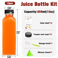 Vente en gros bouteille de boisson de jus en plastique recyclable de 350ml 500ml avec bouchons inviolables personnalisés 12oz 13oz 16oz
