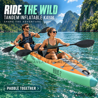 WAVEAXE Kayak gonflable sur mesure à tissu drop stitch, canoë de pêche tandem haute pression pour 2 personnes, fabricant OEM/ODM, SCK Ultimate Kayaks