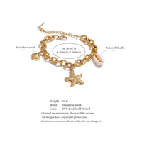 JINYOU 4282 acier inoxydable 18K or PVD plaqué métal chaîne Bracelet étanche océan pendentif breloque étoile de mer coquille Bracelet