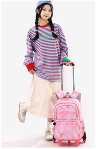 Unisex Primary Middle School Student Trolley School Bag Polyester Large Capacity Lightweight Wear-Resistant - Product Image 5