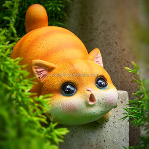 Ornamenti personalizzati su ordinazione della statua della resina del vaso del fiore del gatto carino adatti a paesaggio esterno del giardino e ad appendere il serbatoio di pesce - Product Image 5