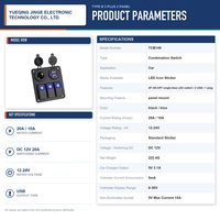 Interrupteur combiné Type B 3 Plus 2 panneaux, 3 interrupteurs à bascule, 2 USB, 1 prise, pour tableau de commande marin et automobile