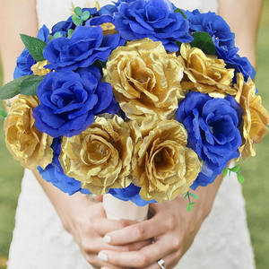 ดอกกุหลาบประดิษฐ์สีทองประกายวิบวับ  ดอกกุหลาบปลอมแบบไม่มีก้าน สำหรับตกแต่งงานแต่งงาน งานฝีมือ DIY - Product Image 5