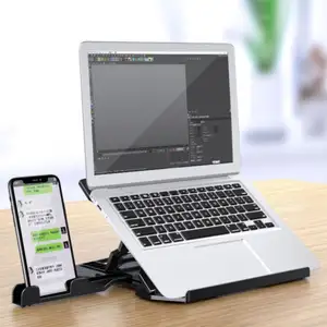 Suporte universal portátil do caderno do suporte do monitor, mesa ereta do riser com suporte do telefone móvel para o Macbook