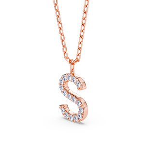 Elegante colgante del alfabeto de la A a la Z con diamantes cultivados en laboratorio VVS VS EF, engastados en plata de ley 925 con acabado en oro, joyería personalizada. - Product Image 1