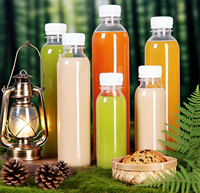 Bouteille en plastique transparente jetable pour boissons, bouteille en PET commerciale pour jus et thé au lait avec bouchon