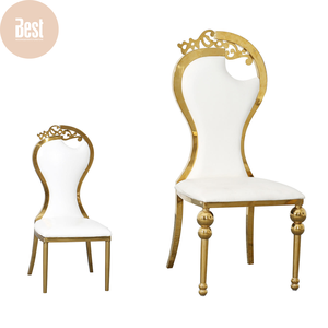 Chaise de banquet moderne en acier inoxydable, chaise de mariage dorée avec coussins, marque BESTEVENTS - Product Image 1