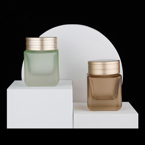 Tùy Chỉnh Màu Xanh Lá Cây Mờ Hổ Phách Rõ Ràng Đôi Tường 50Ml Mỹ Phẩm Lọ Thủy Tinh <span class=keywords><strong>Container</strong></span> 50Gram Vuông Chăm Sóc Da Mặt Kem Lọ - Product Image 2