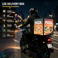 Boîte de livraison de repas LED pour vélo, tailles personnalisées, système GPS 4G P2.5, visible jour et nuit, haute luminosité