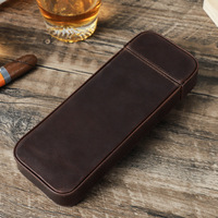 Eonluxe Boîte à cigares rectangulaire en cuir Crazy Horse vintage haut de gamme, capacité pour trois cigares, design portable, prête pour le voyage, fermeture à loquet