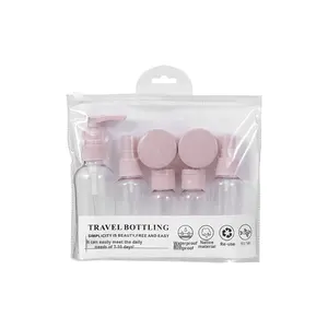 Ensemble de flacons cosmétiques en plastique personnalisés de 80 ml, 50 ml, 30 ml, couleur blanche, rose, bleue, avec sac de voyage - Product Image 5