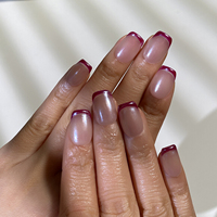 Ongles artificiels courts carrés français personnalisés faits à la main, 10 pièces, faux ongles en acrylique à marque privée, ongles artificiels à presser