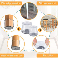 Protecteurs de jambes de chaise en feutre de silicone, 24 pièces, protection de sol en bois dur, protection de pieds de meubles en plastique