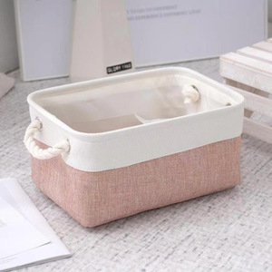 Panier de rangement en tissu Paniers en tissu Paniers de pépinière Petits bacs de rangement pour bébé avec poignées en corde Boîte de rangement en tissu pliable - Product Image 5