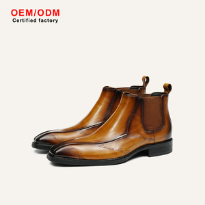 Bottes Chelsea montantes en cuir véritable pour hommes, style rétro, imperméables, rehaussantes de 4 cm, pour l'hiver – Qualité supérieure, personnalisables OEM - Product Image 1