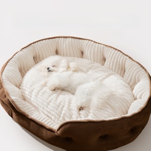 Large-space Oval Modern Fashion Striped Eco-Friendly Dog Bed Thickened and Warm Dog Bed and <b>Mat</b> for Autumn and Winter - Product Image 2