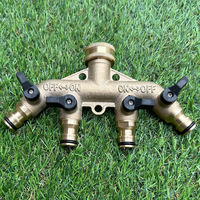 Répartiteur de tuyau en laiton à 4 voies 3/4'' pour jardin, connecteurs d'irrigation, adaptateur de robinet, raccord rapide, norme UE, extérieur