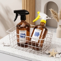 Bouteille pulvérisatrice en verre ambré personnalisée de 500 ml à épaule inclinée avec pulvérisateur à gâchette, ensemble de bouteilles pour le nettoyage domestique et l'arrosage