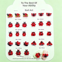 50 Breloques 3D Stéréo Coccinelle pour Ongles, Mini Scarabée Dessin Animé, Accessoires DIY pour Nail Art, Ornements pour Ongles à Presser et Manucure