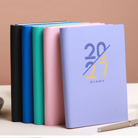 Agenda quotidien A5 en cuir PU à coupe diagonale, reliure cousue, carnet de notes 365 jours, calendrier annuel, cadeau