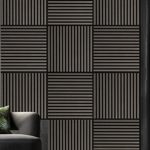 Panneaux muraux modernes en <span class=keywords><strong>bois</strong></span> noir 3D Panneau acoustique cannelé pour la décoration intérieure Isolation phonique pour le salon, la chambre et l'hôtel - Product Image 1